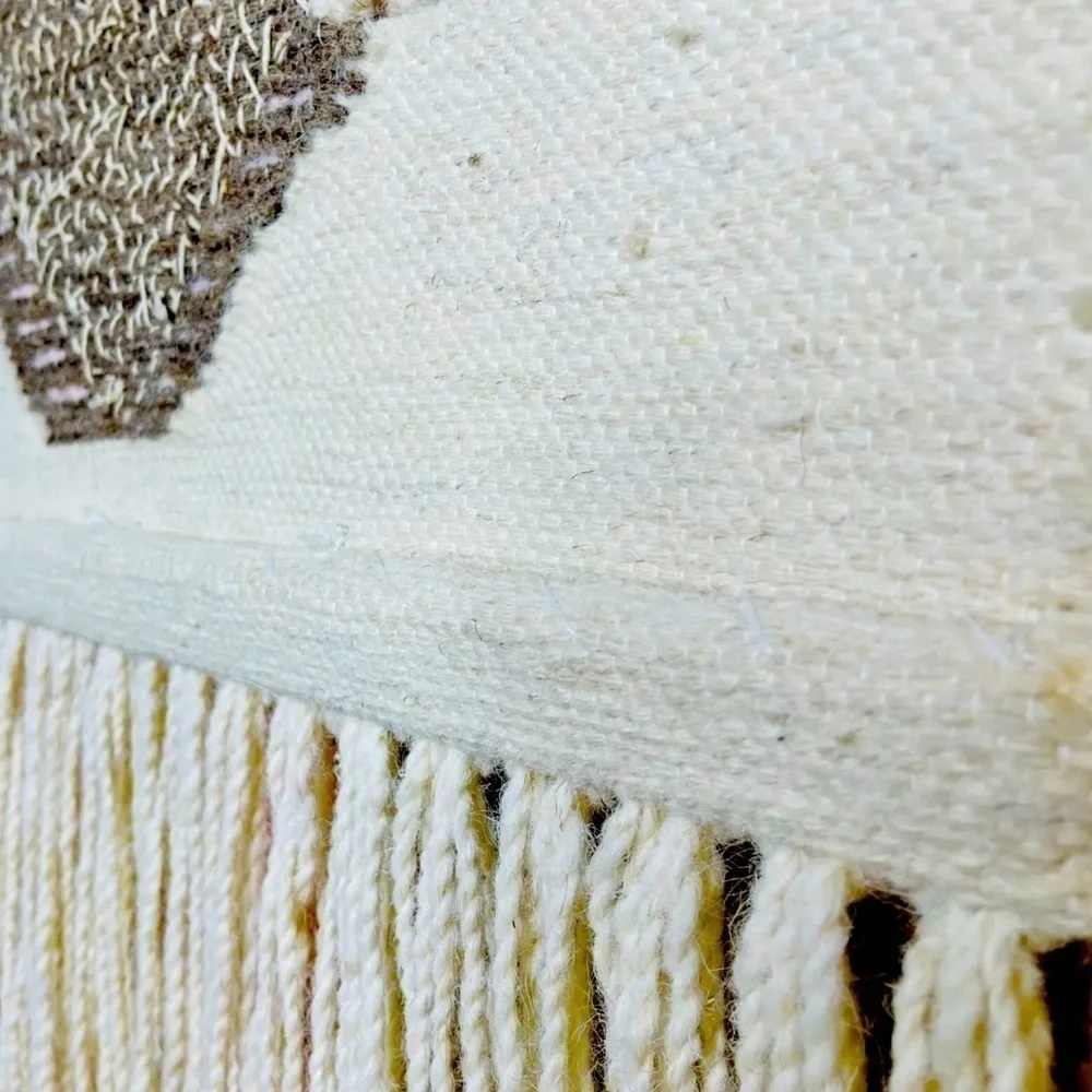 Pier 1 Macrame Woven Tapestry Wall Hanging with Gold Sequin Accents Boho Chunky